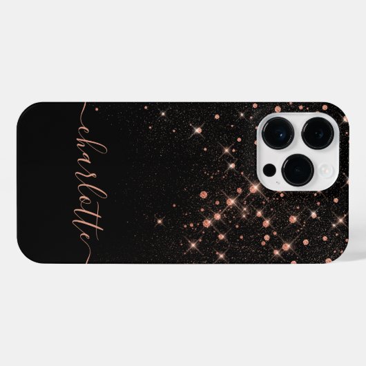 Rose Gold Glitzer Funkelnd Elegantes Glamour Scrip iPhone Hülle (Rückseite (Horizontal))