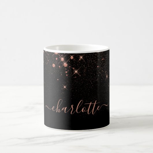 Rose Gold Glitzer Funkelnd Elegantes Glamour Scrip Kaffeetasse (Mittel)