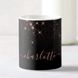 Rose Gold Glitzer Funkelnd Elegantes Glamour Scrip Kaffeetasse