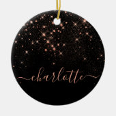 Rose Gold Glitzer Funkelnd Elegantes Glamour Scrip Keramik Ornament (Vorne)