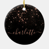 Rose Gold Glitzer Funkelnd Elegantes Glamour Scrip Keramik Ornament (Hinten)