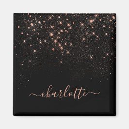Rose Gold Glitzer Funkelnd Elegantes Glamour Scrip Magnet