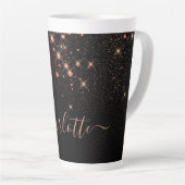 Rose Gold Glitzer Funkelnd Elegantes Glamour Scrip Milchtasse (Rechte Ecke)