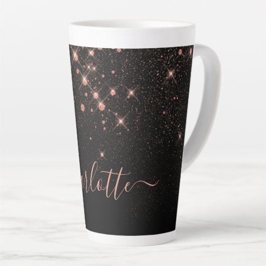 Rose Gold Glitzer Funkelnd Elegantes Glamour Scrip Milchtasse (Rechte Ecke)