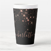Rose Gold Glitzer Funkelnd Elegantes Glamour Scrip Milchtasse (Vorderseite)