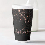 Rose Gold Glitzer Funkelnd Elegantes Glamour Scrip Milchtasse<br><div class="desc">Erstellen Sie Ihre eigene personalisierte Tasse aus goldenem Schwarz und Rose mit Ihrem benutzerdefinierten,  handgeschriebenen Skriptnamen.</div>