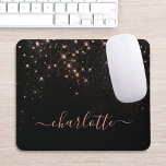 Rose Gold Glitzer Funkelnd Elegantes Glamour Scrip Mousepad<br><div class="desc">Erstellen Sie Ihr eigenes personalisiertes Schwarz-Rose-Gold-Diamant-Funkelmauspad mit Ihrem benutzerdefinierten,  modernen,  handgeschriebenen Skriptnamen.</div>