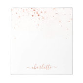 Rose Gold Glitzer Funkelnd Elegantes Glamour Scrip Notizblock (Vorderseite)