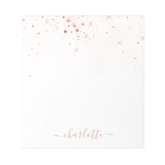 Rose Gold Glitzer Funkelnd Elegantes Glamour Scrip Notizblock (Vorderseite)