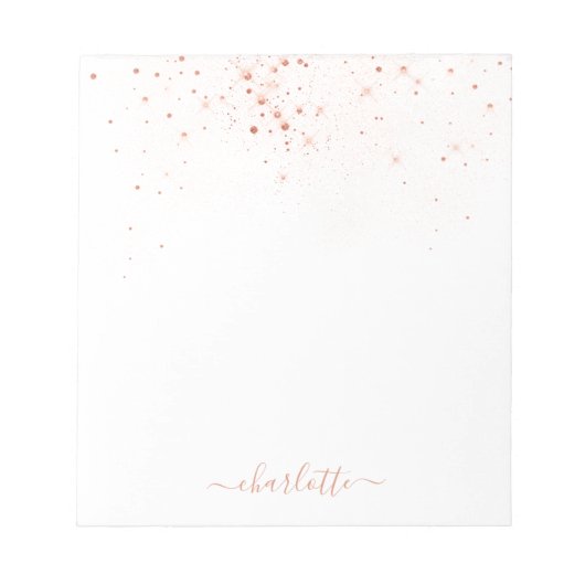 Rose Gold Glitzer Funkelnd Elegantes Glamour Scrip Notizblock (Vorderseite)