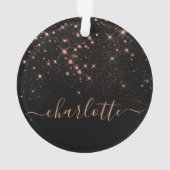 Rose Gold Glitzer Funkelnd Elegantes Glamour Scrip Ornament (Rückseite)