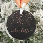Rose Gold Glitzer Funkelnd Elegantes Glamour Scrip Ornament<br><div class="desc">Erstellen Sie Ihre eigene personalisierte Schwarz-Rose-Gold-Diamant-Funkelschmuck mit Ihrem benutzerdefinierten,  modernen handgeschriebenen Skriptnamen.</div>
