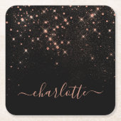Rose Gold Glitzer Funkelnd Elegantes Glamour Scrip Rechteckiger Pappuntersetzer (Vorderseite)