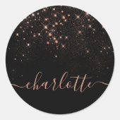 Rose Gold Glitzer Funkelnd Elegantes Glamour Scrip Runder Aufkleber (Vorderseite)