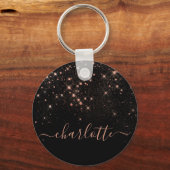 Rose Gold Glitzer Funkelnd Elegantes Glamour Scrip Schlüsselanhänger (Vorderseite)