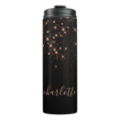 Rose Gold Glitzer Funkelnd Elegantes Glamour Scrip Thermosbecher (Vorderseite)