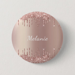 Rose Gold Glitzer Funkelnd Individuelle Name Schal Button