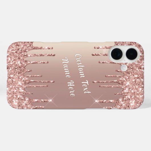 Rose Gold Glitzer Funkelnd iPhone Case - benutzerd (Rückseite (Horizontal))