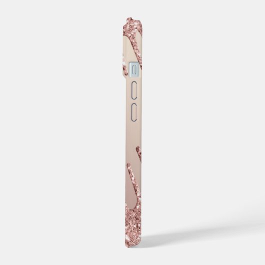 Rose Gold Glitzer Funkelnd iPhone-Fall iPhone 15 Hülle (Linke Seite)