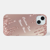 Rose Gold Glitzer Funkelnd iPhone-Fall iPhone 15 Hülle (Rückseite (Horizontal))
