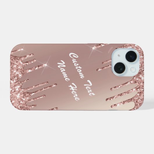 Rose Gold Glitzer Funkelnd iPhone-Fall iPhone 15 Hülle (Rückseite (Horizontal))