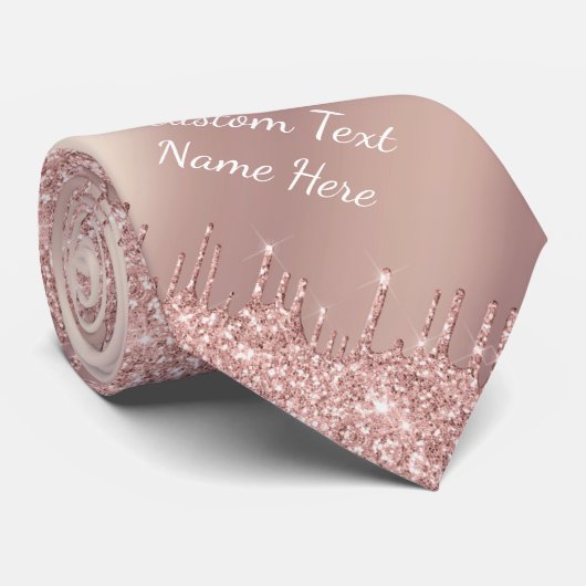 Rose Gold Glitzer Funkelnd Krawatte mit benutzerde (Gerollt)