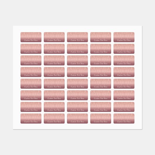 Rose Gold Glitzer Funkelnd Labels mit benutzerdefi Etiketten (Blatt)