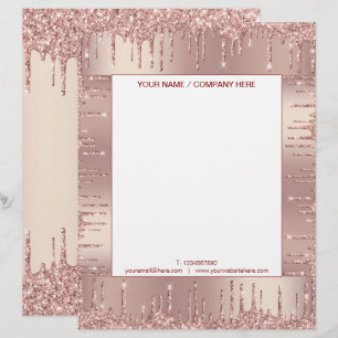 Rose Gold Glitzer Funkelnd Letterhead Personalisie Briefbogen