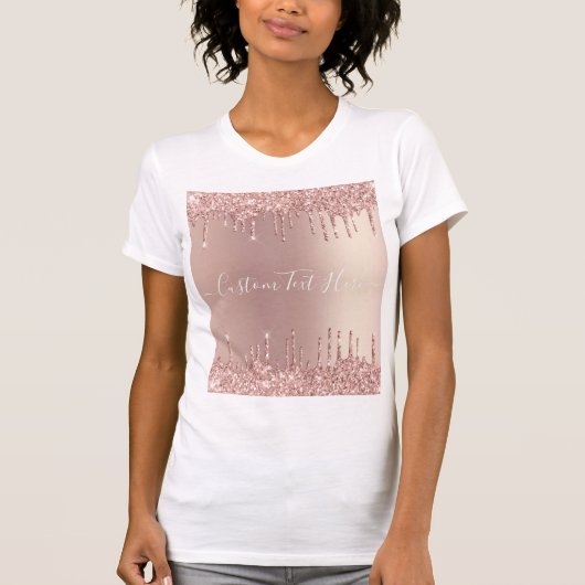 Rose Gold Glitzer Funkelnd T - Shirt mit benutzerd (Vorderseite)
