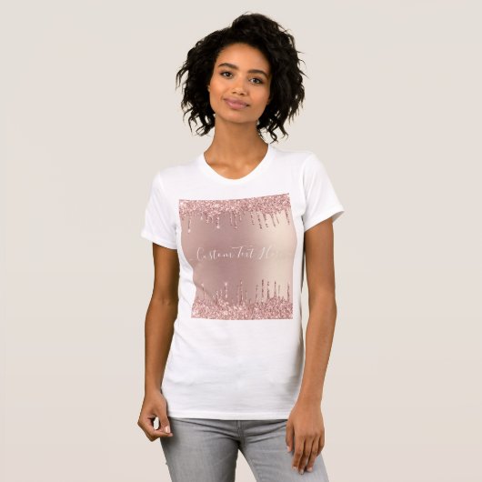 Rose Gold Glitzer Funkelnd T - Shirt mit benutzerd (Vorne ganz)