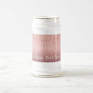 Rose Gold Glitzer Funkelnd Text Bierstein Bierglas
