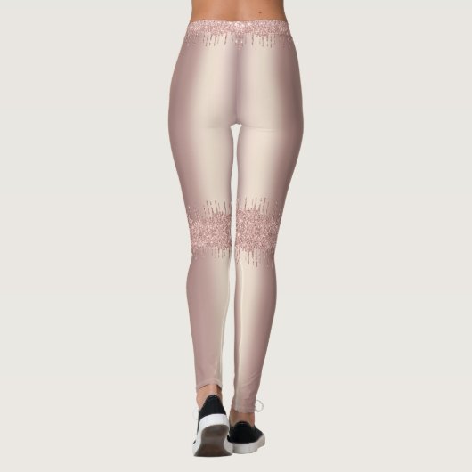 Rose Gold Glitzer Funkelnd Tropfen Leggings (Rückseite)