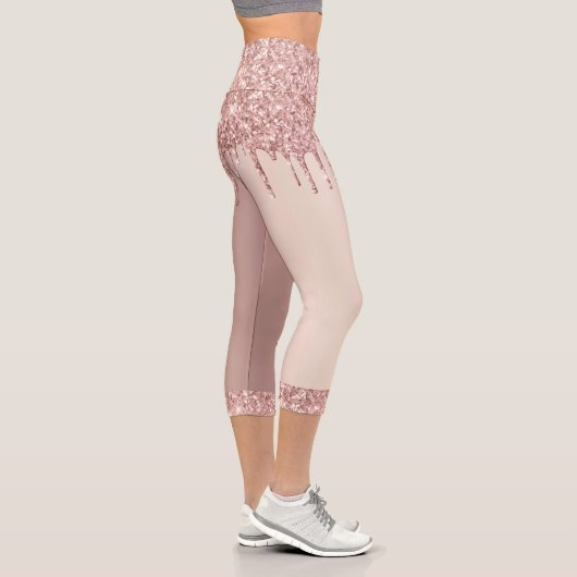 Rose Gold Glitzer Funkelnd Tropfen Leggings (Rechts)