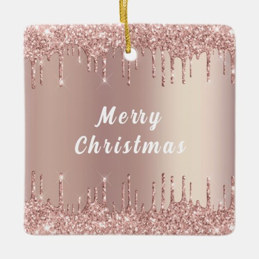 Rose Gold Glitzer Funkelnd Weihnachtsschmuck (Vorderseite)