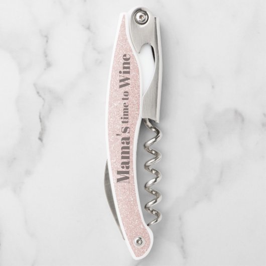 Rose Gold Glitzer Funny Mama Zitat Wein Kellnermesser (Rückseite)