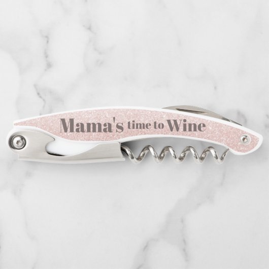 Rose Gold Glitzer Funny Mama Zitat Wein Kellnermesser (Vorderseite)