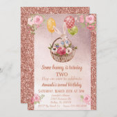 Rose Gold-Glitzer für Kinder zum Geburtstag Einladung (Vorne/Hinten)