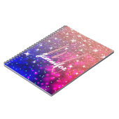 Rose Gold Glitzer Galaxy Space Monogram Custom Notizblock (Linke Seite)