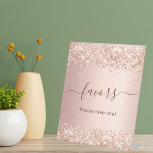 Rose Gold Glitzer Gastgeschenk Sockelschild