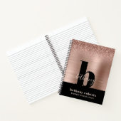 Rose Gold Glitzer gebürstetes Schwarz-Monogramm Notizblock (Innenseite)
