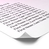 Rose Gold Glitzer Geburtstag Alphabetischer Sitzpl Poster (Ecke)