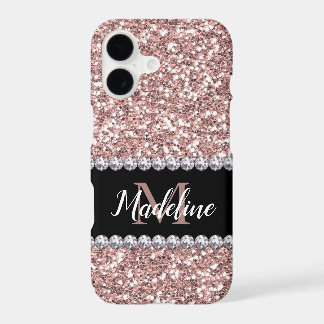 Rose Gold Glitzer & Gemische mit Name und Monogram