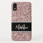 Rose Gold Glitzer & Gemische mit Name und Monogram Case-Mate iPhone Hülle (Rückseite)