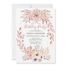 Rose Gold Glitzer Geometric Bouquet Geburtstagspar