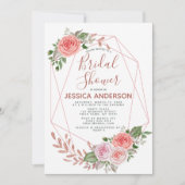 Rose Gold Glitzer Geometrisches Brautparty Einladung (Vorderseite)