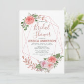 Rose Gold Glitzer Geometrisches Brautparty Einladung (Stehend Vorderseite)
