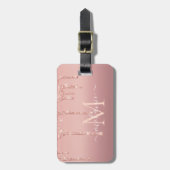 Rose Gold Glitzer Gepäckanhänger Individuelle Name (Vorderseite vertikal)