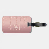 Rose Gold Glitzer Gepäckanhänger Individuelle Name (Rückseite horizontal)