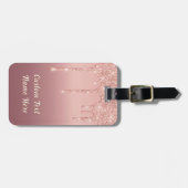 Rose Gold Glitzer Gepäckmarke und eigener Textname Gepäckanhänger (Vorderseite horizontal)
