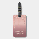 Rose Gold Glitzer Gepäckmarke und eigener Textname Gepäckanhänger (Vorderseite vertikal)